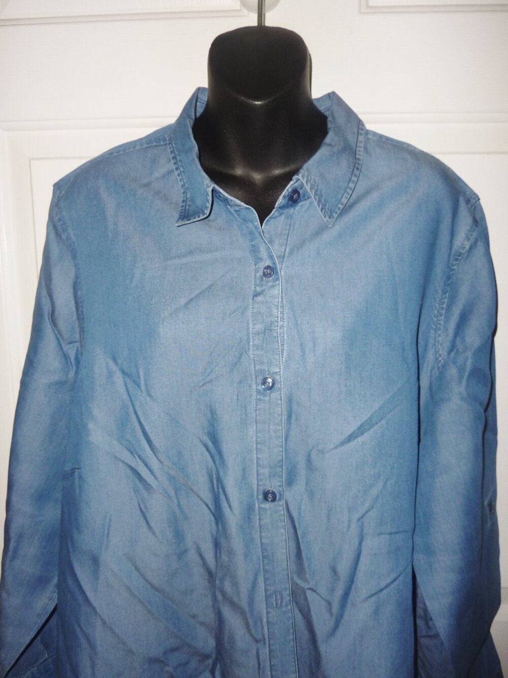 Mint! Zac & Rachel Denim Collared Button Down Shirt Long Sleeve 3X